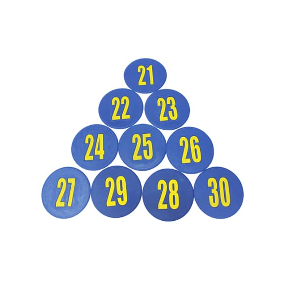 Points de sol numérotés 21 à 30 – Marqueurs de sol numérotés antidérapants pour les jeux d'apprentissage des enfants, les activités en classe et en éducation physique