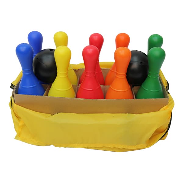 Jeu de bowling coloré pour enfants avec sac de transport – Jeu de bowling en plastique pour l'intérieur et l'extérieur