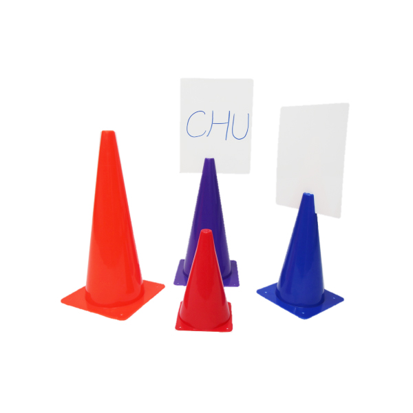 Cônes de formation PE avec insert pour tableau blanc | Cônes avec fente pour tableau blanc | Cônes de formation interactifs avec marqueurs