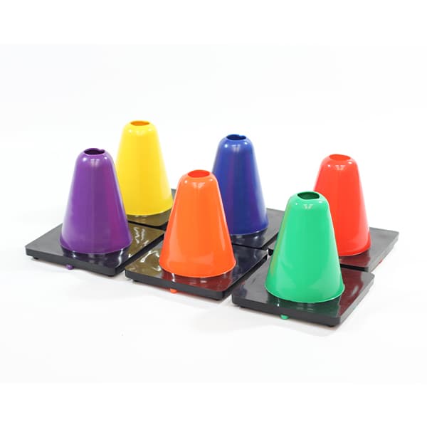 Cônes d'entraînement multicolores en PVC de 15 cm – Cônes de marquage sportifs à base arc-en-ciel et noire pour l'agilité, l'EPS et les jeux d'enfants