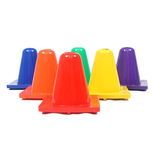 Coni da allenamento multicolore in PVC da 6 pollici – Coni segnaletici sportivi con base arcobaleno e nera per agilità, educazione fisica e giochi per bambini.