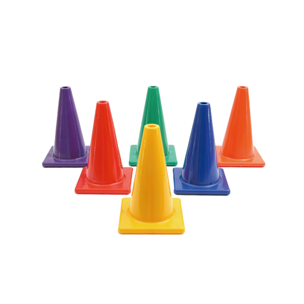 Cônes d'entraînement en PVC de 30 cm avec bases colorées et noires – Cônes de marquage multicolores pour l'agilité, l'EPS, le football et les activités pour enfants