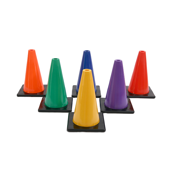 Cônes d'entraînement en PVC de 30 cm avec bases colorées et noires – Cônes de marquage multicolores pour l'agilité, l'EPS, le football et les activités pour enfants