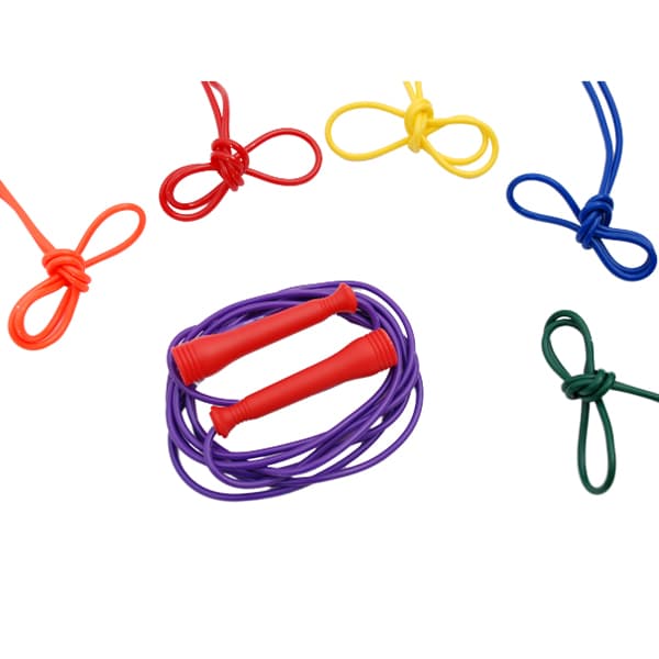 Corde à sauter classique en PVC avec poignées ergonomiques en PP | 6 couleurs | Plusieurs longueurs (2,4 m) pour le fitness, l'école et les enfants