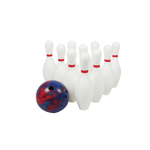 Jeu de bowling géant à 10 quilles en plastique avec 5 boules en caoutchouc (quilles à remplir de sable) – Jeu pour enfants, sports scolaires et d'intérieur/extérieur